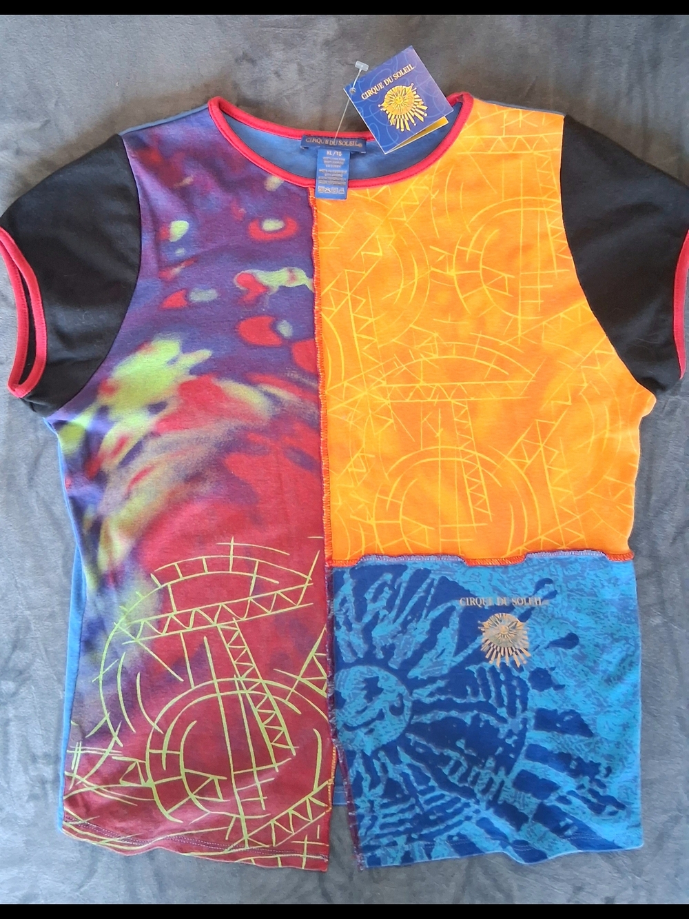 Cirque du Soleil Vintage '90s Ladies Xl Colorblock Graphic Tee